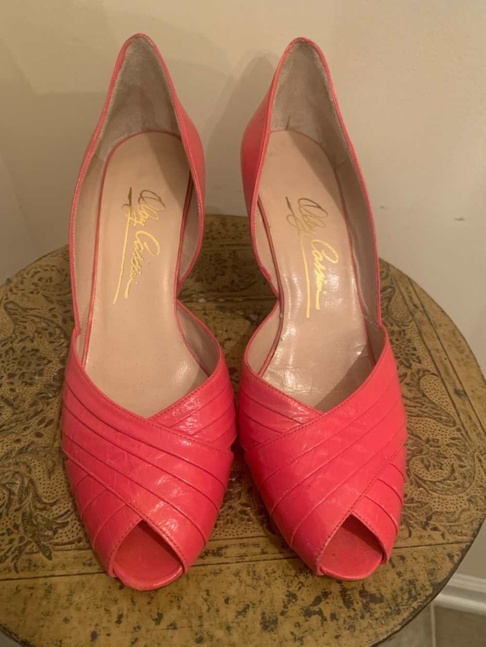 Oleg Cassini Coral Peep-Toe D'Orsay Heels
